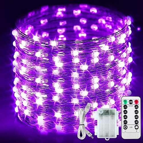StarryEver 100er LED UV Shwarzlicht, Lichterkette Außen Batterie, 10M UV Licht LED, USB Lichterkette Halloween Innen Deko, UV Lila Licht Kupferdraht Lichterketten mit Fernbedienung für Halloween Party StarryEver 100er LED UV Shwarzlicht, Lichterkette Außen Batterie, 10M UV Licht LED, USB Lichterkette Halloween Innen Deko, UV Lila Licht Kupferdraht Lichterketten mit Fernbedienung für Halloween Party von StarryEver
