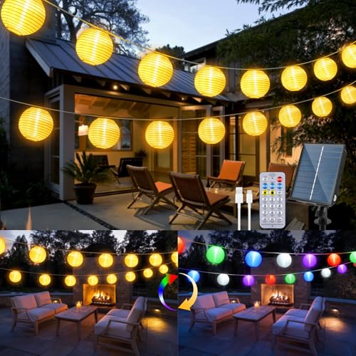 StarryEver 10M Solar Lampions Lichterkette Außen mit Fernbedienung, 40er LED Lampion Lichterkette Warmweiß & Mehrfarbig, Laterne Wasserdichte Gartenbeleuchtung Dimmbar für Balkon Garten Terrasse StarryEver 10M Solar Lampions Lichterkette Außen mit Fernbedienung, 40er LED Lampion Lichterkette Warmweiß & Mehrfarbig, Laterne Wasserdichte Gartenbeleuchtung Dimmbar für Balkon Garten Terrasse von StarryEver