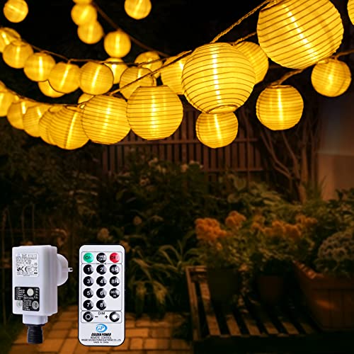 12M LED Lampions Lichterkette Außen Strom, 11 Modi Lampion Lichterkette mit Fernbedienung, 40 LED Chinesische Laternen, Warmweiß und Kaltweiß Beleuchtung Lichterketten Outdoor für Patio Balkon Garten von StarryEver