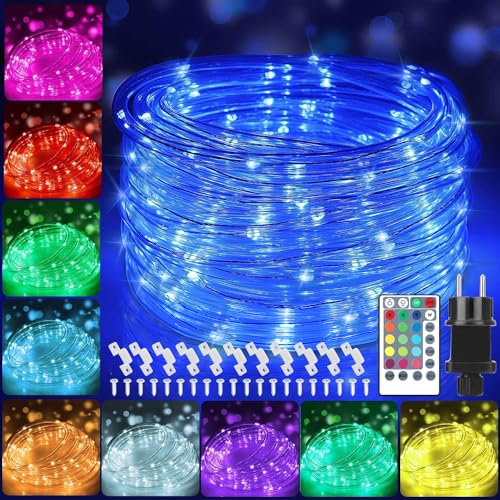 12m Bunt LED Lichtschlauch Außen,IP68 LED Wasserdicht Bunt Lichterschlauch,120er LED Lichterkette Innen Strombetrieben mit Fernbedienung&Timer,16 Farben 132 Modi LED Schlauch für Garten Balkon Deko von StarryEver