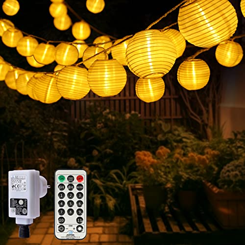 20M LED Lampions Lichterkette Außen Strom, 11 Modi Lampion Lichterkette mit Fernbedienung, 80 LED Chinesische Laternen, Warmweiß und Kaltweiß Beleuchtung Lichterketten Outdoor für Patio Balkon Garten von StarryEver