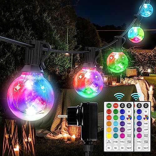 50 LED Lichterkette Außen Bunt, Lichterkette Außen Strom, 15M 18 Farben Wasserdicht IP65 G40 Glühbirnen Beleuchtung mit RGB Fernbedienung für Outdoor Weihnachten Garten Hof Hochzeit Party Balkon Deko von StarryEver