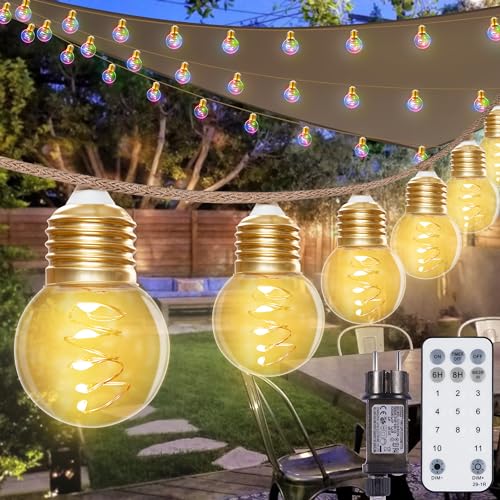 StarryEver 9M LED Lichterkette Außen Strom, Vintage Warmweiß & Bunt Lichterkette Strombetrieben mit Fernbedienung, 30er G45 Bruchsicher Glühbirnen Beleuchtung Lichterketten Draußen für Outdoor Garten von StarryEver