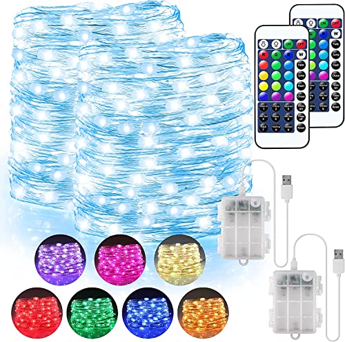 StarryEver Bunt LED Lichterkette Außen Batterie & USB, 16 Farben 132 Modi Lichterkette Innen mit Fernbedienung, 5M 50LED Bunt Lichterketten Batteriebetrieben für Zimmer Weihnachten Party Deko 2er-Pack StarryEver Bunt LED Lichterkette Außen Batterie & USB, 16 Farben 132 Modi Lichterkette Innen mit Fernbedienung, 5M 50LED Bunt Lichterketten Batteriebetrieben für Zimmer Weihnachten Party Deko 2er-Pack von StarryEver