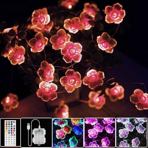 StarryEver LED Bunt Lichterkette Blumen, 4M 40er USB & Batterie LED Blume Lichterkette Innen, 16 Farben Lichterkette für Zimmer mit Fernbedienung für Diwali Garten Bäume, Geschenke für Frauen Mädchen StarryEver LED Bunt Lichterkette Blumen, 4M 40er USB & Batterie LED Blume Lichterkette Innen, 16 Farben Lichterkette für Zimmer mit Fernbedienung für Diwali Garten Bäume, Geschenke für Frauen Mädchen von StarryEver