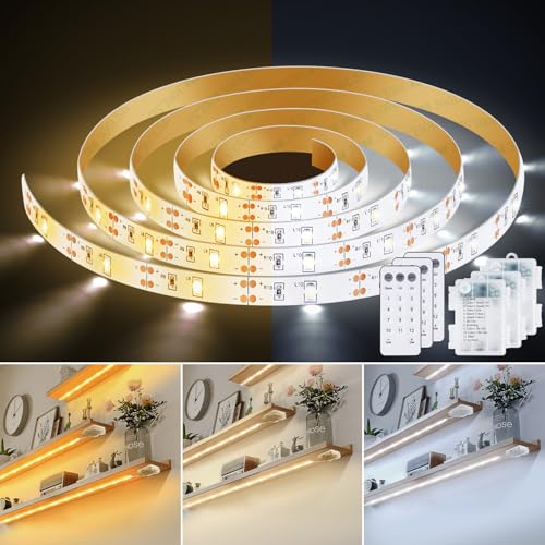 LED Streifen mit Batterie 2M, 3 Stück LED Strip Lights mit Fernbedienung Timer, LEDs Streifen Batterie, LED Stripes Warmweiß und Kaltweiß Dimmbar, 12 Modi LED Band für Schränke Regale Treppen Küche LED Streifen mit Batterie 2M, 3 Stück LED Strip Lights mit Fernbedienung Timer, LEDs Streifen Batterie, LED Stripes Warmweiß und Kaltweiß Dimmbar, 12 Modi LED Band für Schränke Regale Treppen Küche von StarryEver