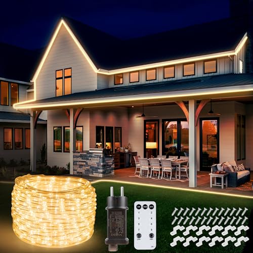StarryEver 10m 400 LED Schlauch Lichterkette Außen Anschließbar, Warmweiß LED Lichterschlauch Strom mit Fernbedienung Timer, 8 Modi IP68 Outdoor Lichtschlauch Strombetrieben für Garten Balkon Patio StarryEver 10m 400 LED Schlauch Lichterkette Außen Anschließbar, Warmweiß LED Lichterschlauch Strom mit Fernbedienung Timer, 8 Modi IP68 Outdoor Lichtschlauch Strombetrieben für Garten Balkon Patio von StarryEver