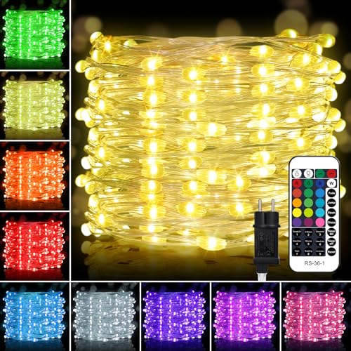 StarryEver 120er Bunt LED Lichterkette Innen Strombetrieben, 12M 16 Farben 132 Modi Lichterkette Außen Strom Dimmbar, Fairy Lights Kupfer, Lichterketten Bunt für Schlafzimmer Zimmer Balkon Party Deko StarryEver 120er Bunt LED Lichterkette Innen Strombetrieben, 12M 16 Farben 132 Modi Lichterkette Außen Strom Dimmbar, Fairy Lights Kupfer, Lichterketten Bunt für Schlafzimmer Zimmer Balkon Party Deko von StarryEver