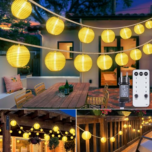 StarryEver 12M 40er LED Lampions Lichterkette Außen Strom mit Fernbedienung Timer, Vintage Hanfseil Outdoor LED Lampion Lichterkette Warmweiß,Retro Lampions Gartenbeleuchtung für Balkon Garten Camping StarryEver 12M 40er LED Lampions Lichterkette Außen Strom mit Fernbedienung Timer, Vintage Hanfseil Outdoor LED Lampion Lichterkette Warmweiß,Retro Lampions Gartenbeleuchtung für Balkon Garten Camping von StarryEver