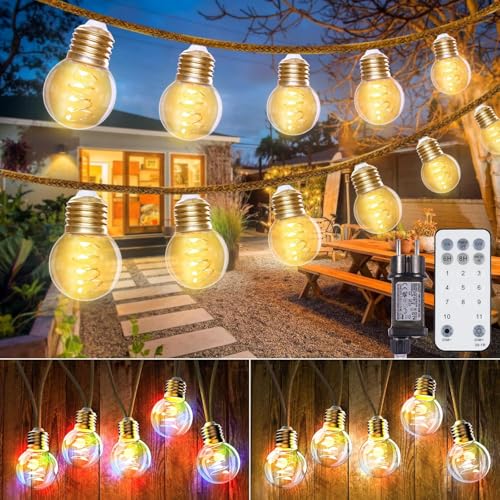 StarryEver 15M 50er LED Lichterkette Außen Strom, Vintage Warmweiß und Bunt LED Lichterkette mit 11 Modi Fernbedienung Timer, Farbwechsel G45 Glühbirnen Lichterketten Dimmbar mit Stecker für Balkon StarryEver 15M 50er LED Lichterkette Außen Strom, Vintage Warmweiß und Bunt LED Lichterkette mit 11 Modi Fernbedienung Timer, Farbwechsel G45 Glühbirnen Lichterketten Dimmbar mit Stecker für Balkon von StarryEver