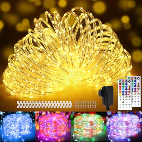 StarryEver 20M 400er LED Schlauch Lichterkette Außen Strom, LED Lichtschlauch Außen Warmweiß & Bunt, 25 Farben LED Lichterkette Außen, Patio Lichterschlauch mit Fernbedienung für Outdoor Garten Balkon von StarryEver