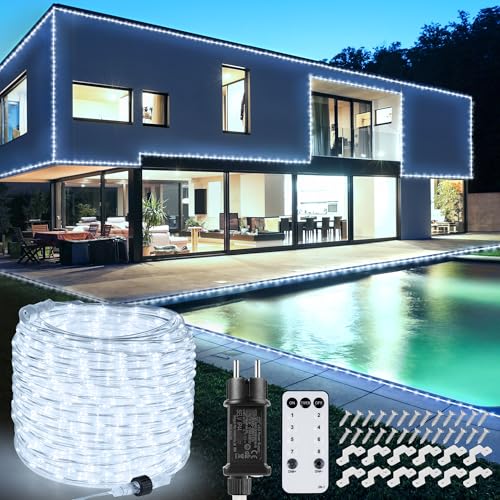 StarryEver 20m 800 LED Schlauch Outdoor, Lichterkette Außen Anschließbar, Kaltweiß LED Lichterschlauch Strom mit Fernbedienung Timer, 8 Modi IP68 Lichtschlauch Strombetrieben für Garten Balkon Patio StarryEver 20m 800 LED Schlauch Outdoor, Lichterkette Außen Anschließbar, Kaltweiß LED Lichterschlauch Strom mit Fernbedienung Timer, 8 Modi IP68 Lichtschlauch Strombetrieben für Garten Balkon Patio von StarryEver