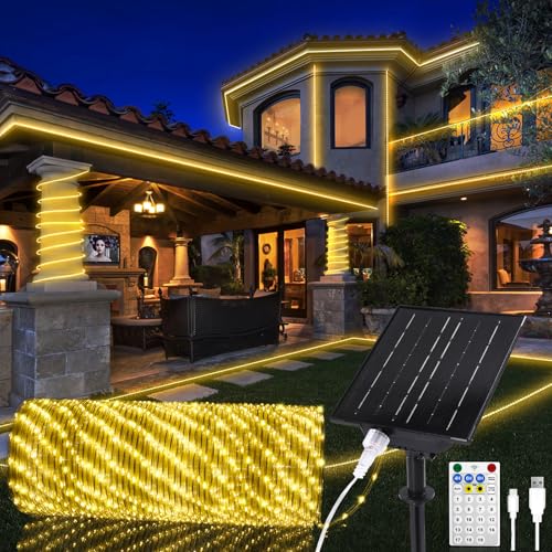StarryEver 30M 1200 LEDs Solar Lichterschlauch Außen, 2700K Warmweiß LED Lichterkette mit Fernbedienung & USB Port, Outdoor Lichterschlauch Außen, LED Lchtschlauch für Trampolin Garten Balkon StarryEver 30M 1200 LEDs Solar Lichterschlauch Außen, 2700K Warmweiß LED Lichterkette mit Fernbedienung & USB Port, Outdoor Lichterschlauch Außen, LED Lchtschlauch für Trampolin Garten Balkon von StarryEver