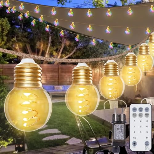 StarryEver 9M LED Lichterkette Außen Strom, Vintage Warmweiß & Bunt Lichterkette Strombetrieben mit Fernbedienung, 30er G45 Bruchsicher Glühbirnen Beleuchtung Lichterketten Draußen für Outdoor Garten von StarryEver