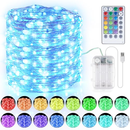 StarryEver Bunt LED Lichterkette Innen Batterie, 10M 100LEDs USB Kupferdraht Lichterkette Außen Batterie, 16 Farben 4 Modi LED Lichterkette Batteriebetrieben mit Timer für Schlafzimmer Party Garten StarryEver Bunt LED Lichterkette Innen Batterie, 10M 100LEDs USB Kupferdraht Lichterkette Außen Batterie, 16 Farben 4 Modi LED Lichterkette Batteriebetrieben mit Timer für Schlafzimmer Party Garten von StarryEver