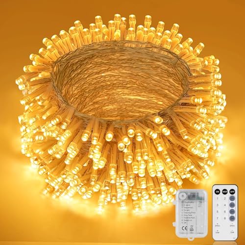 StarryEver LED Weihnachtsbeleuchtung Außen Batterie, Warmweiß Lichterkette Innen Batterie, 10M 200 LED Cluster Lichterkette Warmweiß mit Fernbedienung, Lichterkette Akku für Weihnachten Balkon Dekor StarryEver LED Weihnachtsbeleuchtung Außen Batterie, Warmweiß Lichterkette Innen Batterie, 10M 200 LED Cluster Lichterkette Warmweiß mit Fernbedienung, Lichterkette Akku für Weihnachten Balkon Dekor von StarryEver