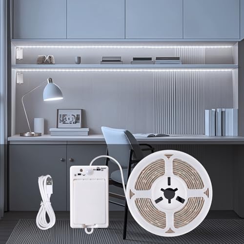 StarryEver LED Strip Bewegungsmelder mit Batterie Wiederaufladbares, 3M 90 LED Strips, Kaltweiß 6000K LED Band Bewegungssensor mit 2 Modi, LEDs Streifen Batterie für Schränke Treppen Küche Betten StarryEver LED Strip Bewegungsmelder mit Batterie Wiederaufladbares, 3M 90 LED Strips, Kaltweiß 6000K LED Band Bewegungssensor mit 2 Modi, LEDs Streifen Batterie für Schränke Treppen Küche Betten von StarryEver