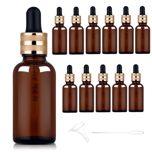 StarryTiger 12 Stück Pipettenflasche, 30 ml Braunglasflasche mit Pipette, Glasflasche mit Pipette, Fläschchen mit Pipette für Essential Öle, Parfümöle, Flüssige Farbstoffe von StarryTiger