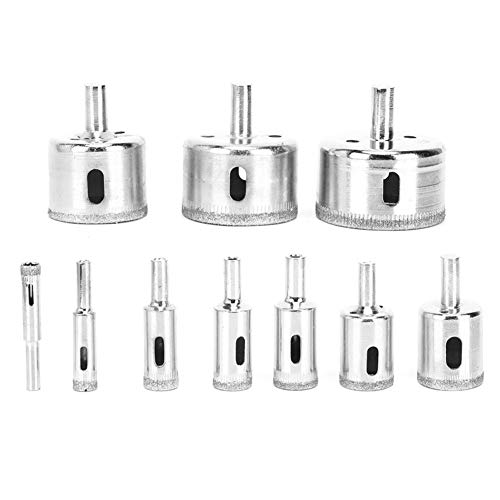 Diamond Lochsäge Bit Set 10 pcs Waschbarer Stahlbohrerbits für Glasfliesen Keramik Marmor Granit 8 mm bis 50 mm Industrial Grade able Hardware -Werkzeuge von Starrypxl