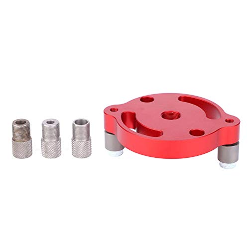 Starrypxl Holzpanel Hole Puncher Aluminiumlegierung Mitte Stanze Holzbearbeitungswerkzeug Professionelle Präzisionsbohranleitung für Schränke Möbel mit 3 Bohrärmel 6mm 8mm 10 mm (X600-1-Red) von Starrypxl