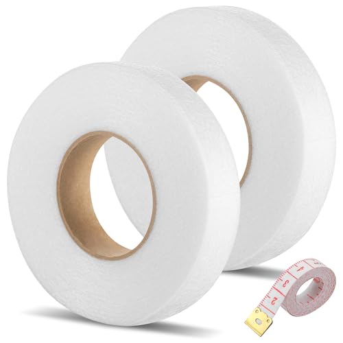 2 Rolle Saumband zum Aufbügeln Waschfest mit Messband, Erweitert 64m Bügelband Hose Kürzen ohne Nähen für Vorhänge, Saumband Selbstklebend für Gardinen, Nahtband zum Aufbügeln (Breite: 2cm) von Starvortex