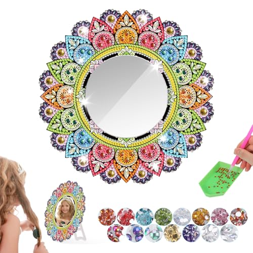 Starvortex Diamond Painting Mädchen Spiegel Set, Geschenk Mädchen 6 7 8 9 10 11 12 Jahre, Diamond Painting Bilder Kinder ab 6-12, Mandala Basteln Mädchen Geburtstag Urlaub von Starvortex