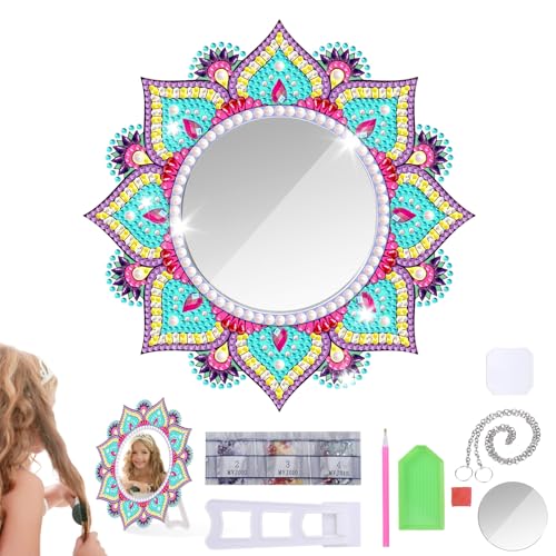 Starvortex Diamond Painting Mädchen Spiegel Set, Geschenk Mädchen 6 7 8 9 10 11 12 Jahre, Diamond Painting Bilder Kinder ab 6-12, Mandala Basteln Mädchen Geburtstag Urlaub von Starvortex