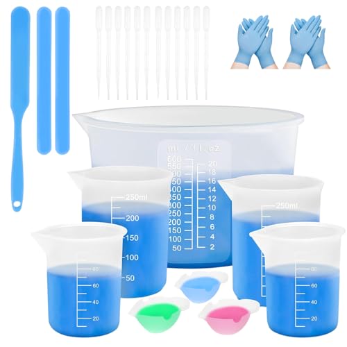 Silikon Messbecher, 600 ml Gipsbecher, 250 ml, 100 ml Mischbecher, Epoxidharz Zubehör, Rührstäbchen, Silikonspatel, Mischpaddel, Dosierbecher, Pipetten, DIY, Küche Labor Handwerk, Leicht zu reinigen Silikon Messbecher, 600 ml Gipsbecher, 250 ml, 100 ml Mischbecher, Epoxidharz Zubehör, Rührstäbchen, Silikonspatel, Mischpaddel, Dosierbecher, Pipetten, DIY, Küche Labor Handwerk, Leicht zu reinigen von Starward