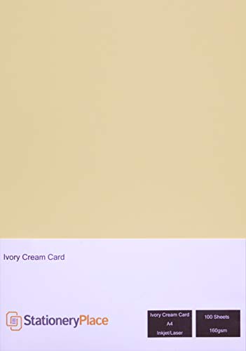 Stationery Place Thin Ivory/Cream Card 160 GSM A4 100 Sheet Pack von StationeryPlace