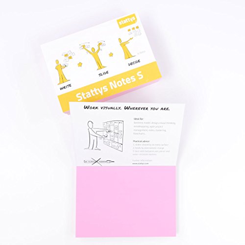 Stattys Notes Haftnotizen, selbstklebende Moderationskarten (Pink, 10 x 7 cm) von Stattys
