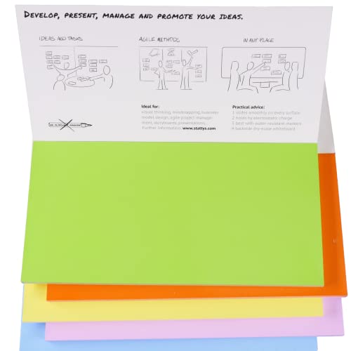 Stattys Notes selbstklebende Haftnotizen Moderationskarten, 5 Blöcke je 20 x 10 cm, Farbmischung von Stattys