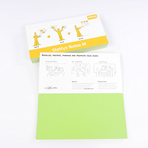 Stattys Notes selbstklebende Haftnotizen Moderationskarten, 5 Blöcke je 20 x 10 cm, Grün von Stattys