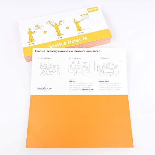 Stattys Notes selbstklebende Haftnotizen Moderationskarten, 5 Blöcke je 20 x 10 cm, Orange von Stattys