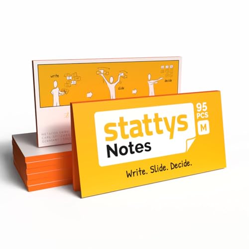 Stattys Notes selbstklebende Haftnotizen Moderationskarten, 5 Blöcke je 20 x 10 cm, Orange von Stattys