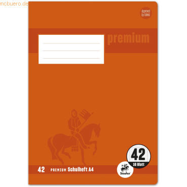 5 x Staufen Schulheft Premium A4 16 Blatt kariert Lineatur 42 von Staufen