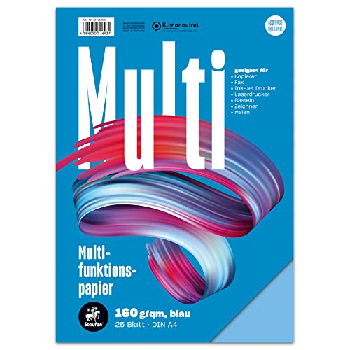 Staufen Style Multifunktionspapier - DIN A4, 25 Blatt, Farbe: blau, 160g/m² Qualitätspapier, 1 Stück von Staufen