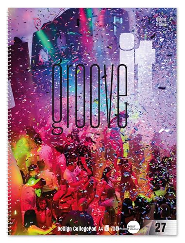 Staufen Collegeblock Groove it - 5 Blöcke je 80 Blatt, Lineatur 27 (9 mm liniert mit Randlinien), DIN A4, 4-fach Lochung, 70 g/m² Recyclingpapier von Staufen