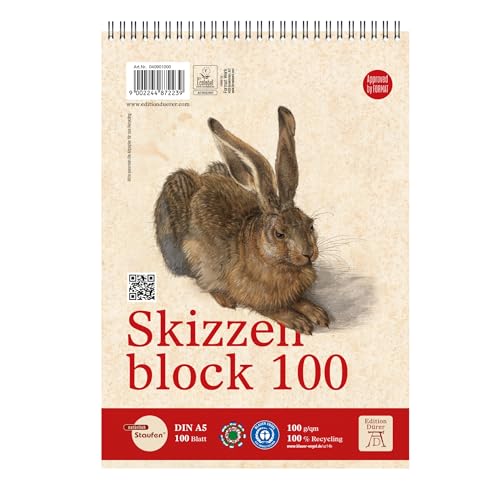 Staufen Dürer Skizzenblock Set, 2 Stück, Format Q 20 x 20 cm, je 100 Blatt - 100 g/m², ideal als Zeichenblock oder Malblock von Staufen