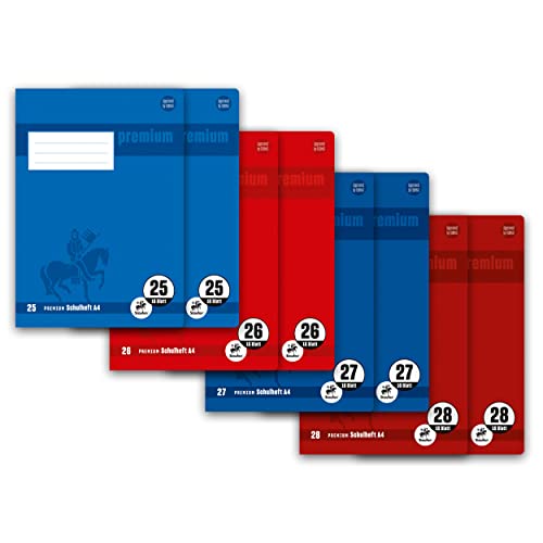 Staufen Premium Schulhefte Set DIN A4 16 Blatt Schulstartpack (LIN 25, 26, 27, 28), jeweils 2 Stück von Staufen