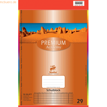 Staufen Schulblock Premium A4 50 Blatt rautiert beidseitig Rand von Staufen