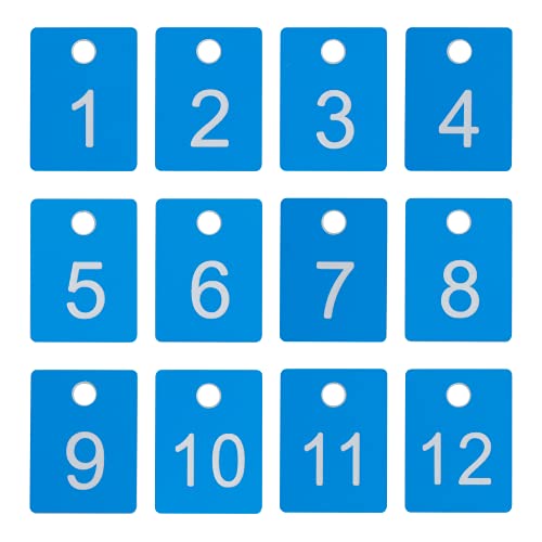 ABS-Kunststoff, nummeriert, rechteckig, Schlüsselanhänger, ID-Tags, Nummernscheibe mit Loch (1–100, blau) von StayMax