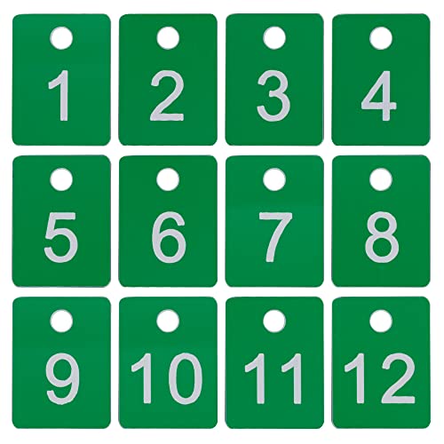 ABS-Kunststoff, nummeriert, rechteckig, Schlüsselanhänger, ID-Tags, Nummernscheibe mit Loch (1–100, grün) von StayMax