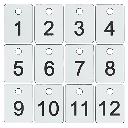 ABS-Kunststoff, nummeriert, rechteckig, Schlüsselanhänger, ID-Tags, Nummernscheibe mit Loch (1–50, Weiß) von StayMax