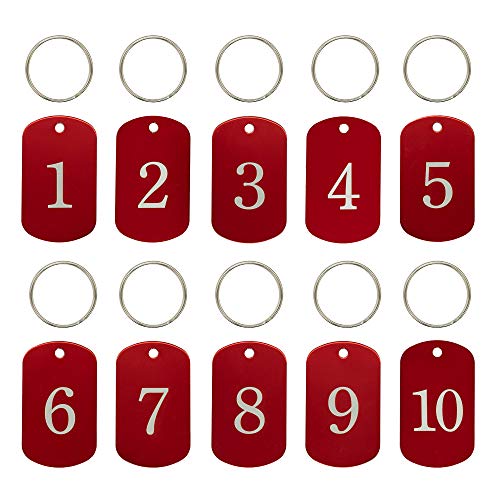 Aluminiummarken mit gravierten Nummern 1 bis 25, Schlüsselanhänger, Kennzeichnungsmarken mit Schlüsselringen, Rot von StayMax