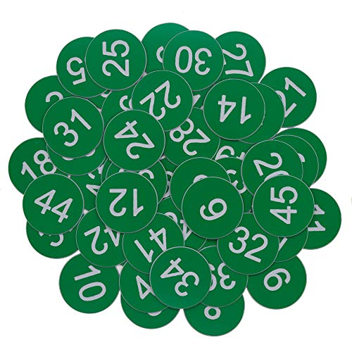 Kunststoff-Nummernschilder, graviert, nummeriert, ID-Tags, Schlüsselanhänger ohne Loch, (1-100, grün) von StayMax