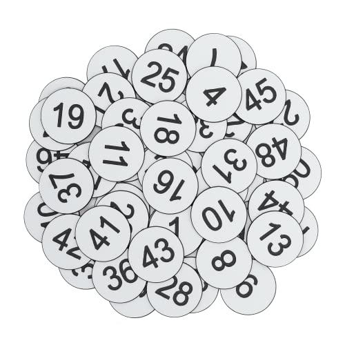 Nummernschilder aus Kunststoff, gravierte, nummerierte Tags, ID-Tags ohne Loch (1-50, weiß) von StayMax