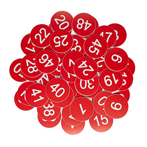 Nummernschilder aus Kunststoff, graviert, ohne Loch (1 bis 200, rot) von StayMax