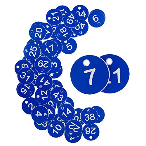 Nummernschilder aus Kunststoff, graviert, ohne Schlüsselringe, 1 - 200, Blau von StayMax