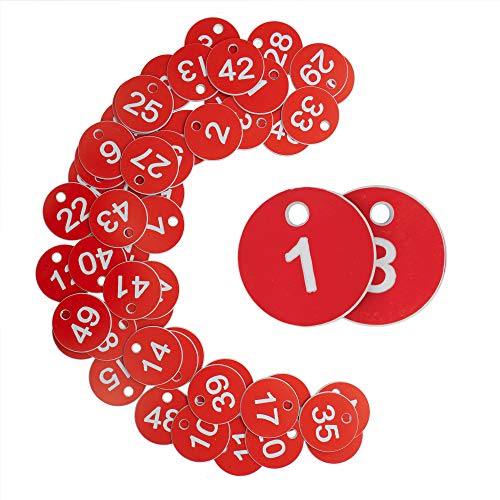 Nummernschilder aus Kunststoff, graviert, ohne Schlüsselringe, 1 - 200, Rot von StayMax