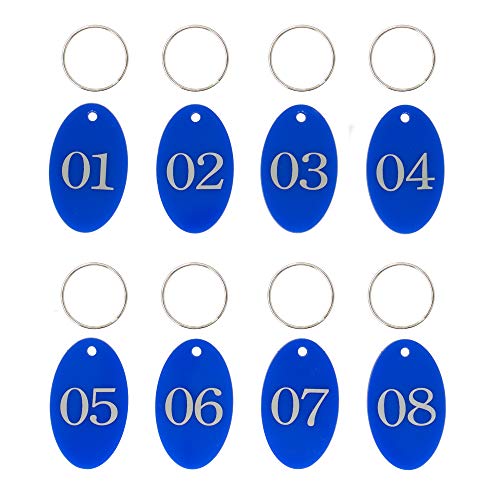 Ovale nummerierte Etiketten aus Acryl mit Schlüsselring für die Organisation (blau, 01–50) von StayMax